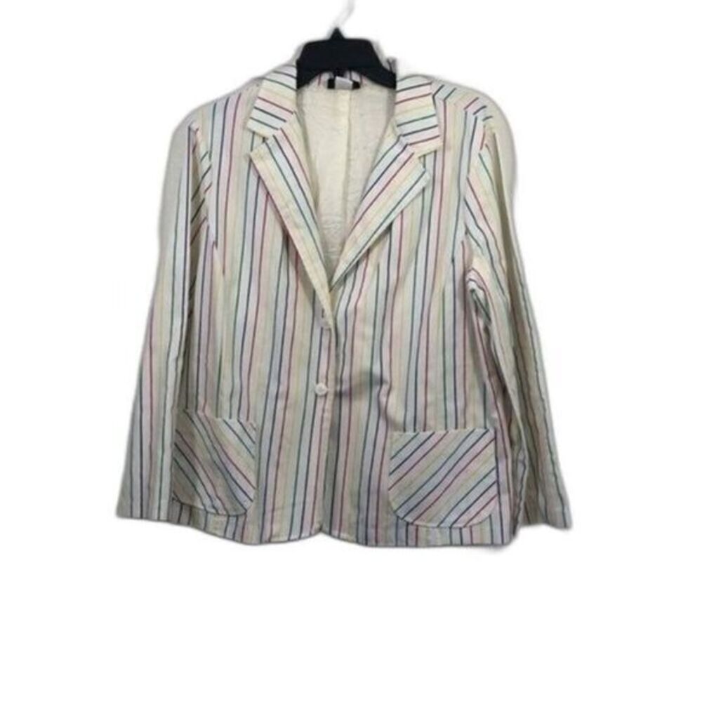 Striped Blazer Jacket‎ Career Casual Colorful Spring Summer Coat
